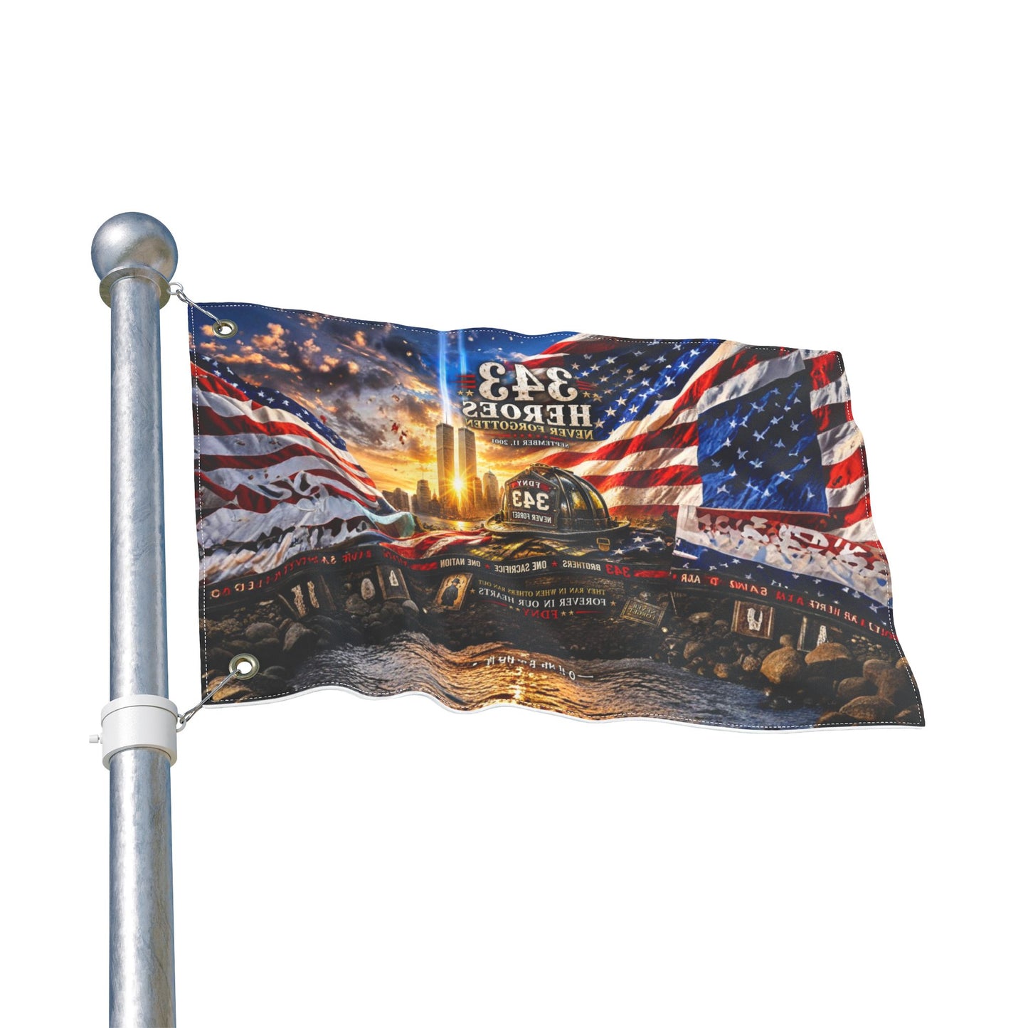 343 Heroes Never Forgotten Double-Sided Garden Flag | 9/11 Memorial