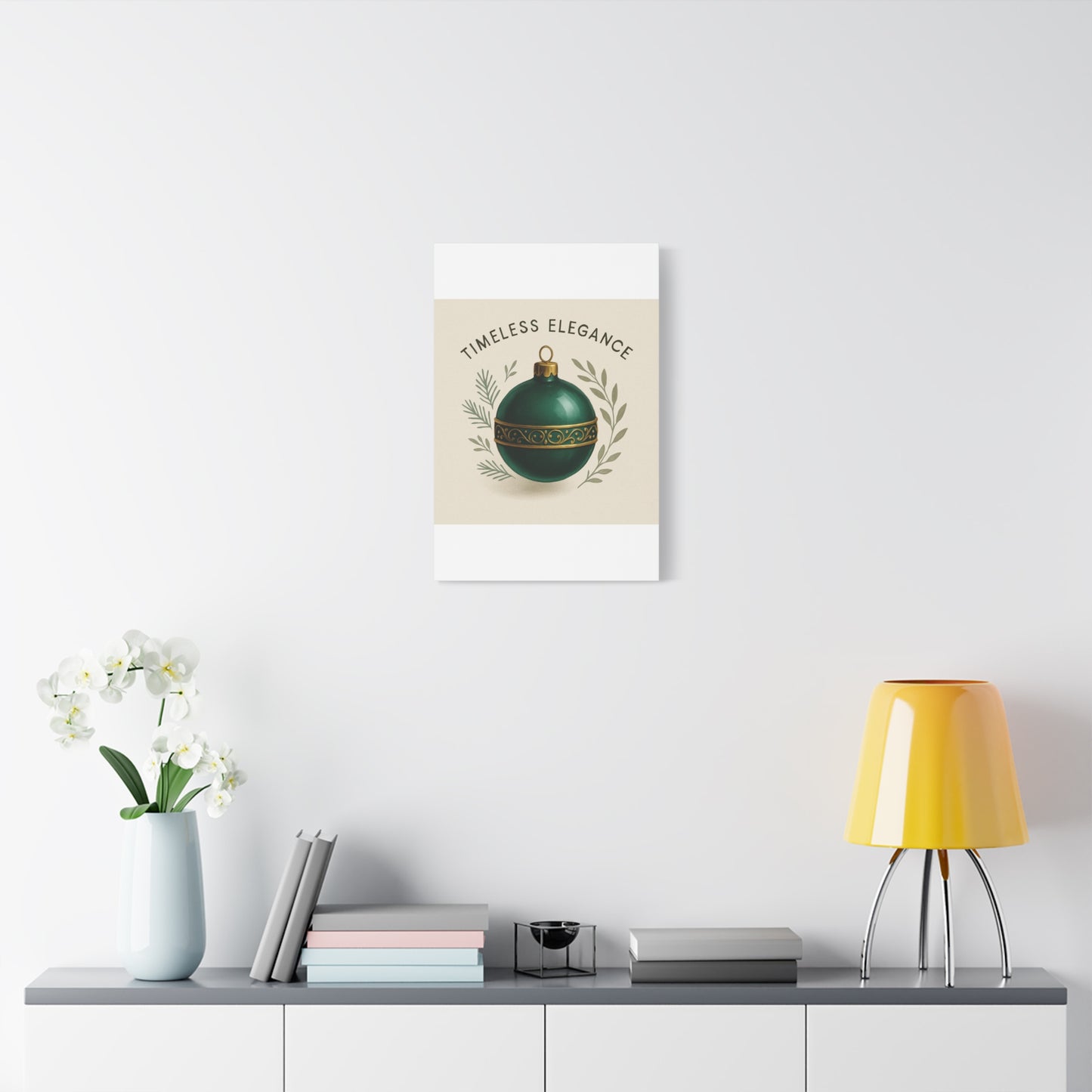 Canvas Wall Art — "Timeless Elegance" Green Ornament Holiday Decor