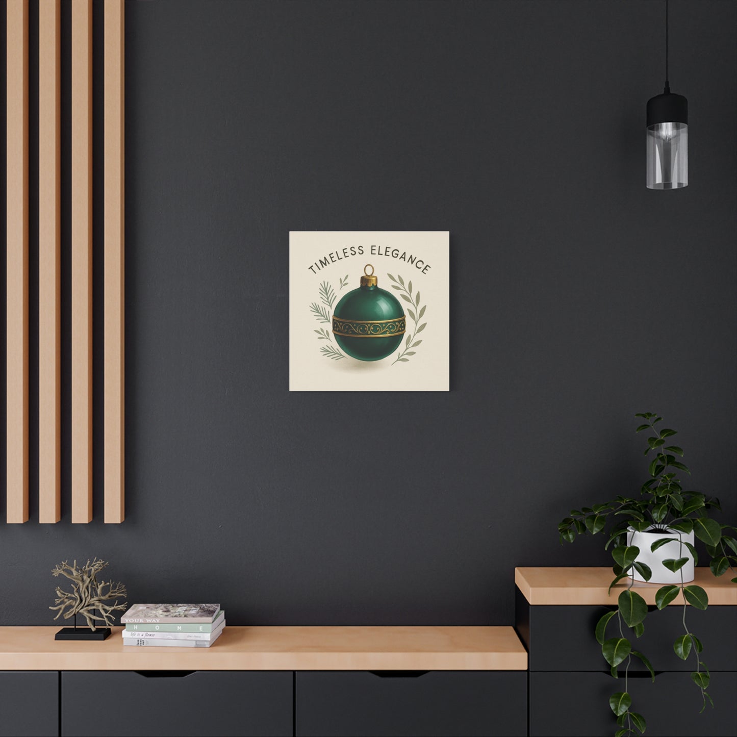 Canvas Wall Art — "Timeless Elegance" Green Ornament Holiday Decor