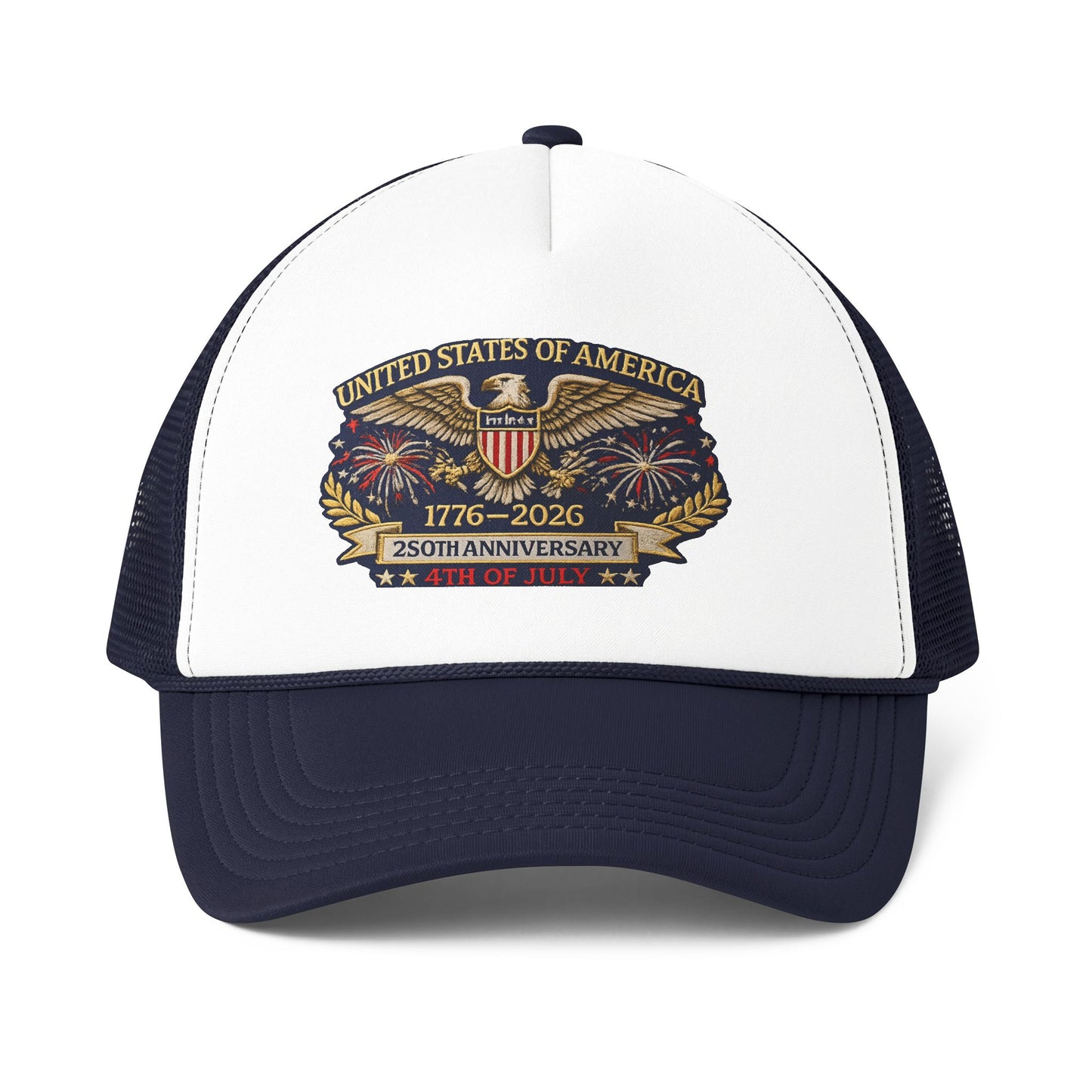 America 250th Anniversary 4th of July Patriotic Trucker Hat | USA Eagle Cap