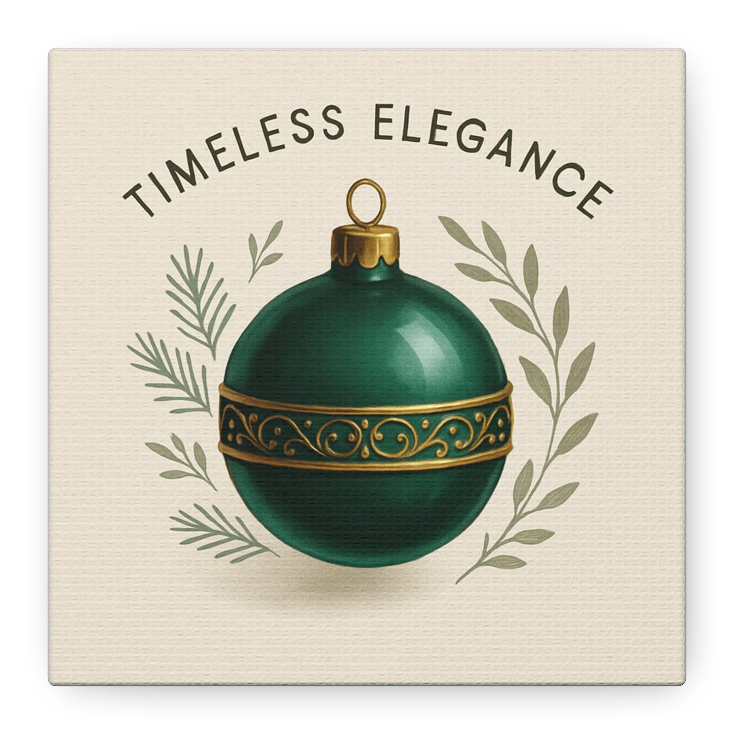 Canvas Wall Art — "Timeless Elegance" Green Ornament Holiday Decor