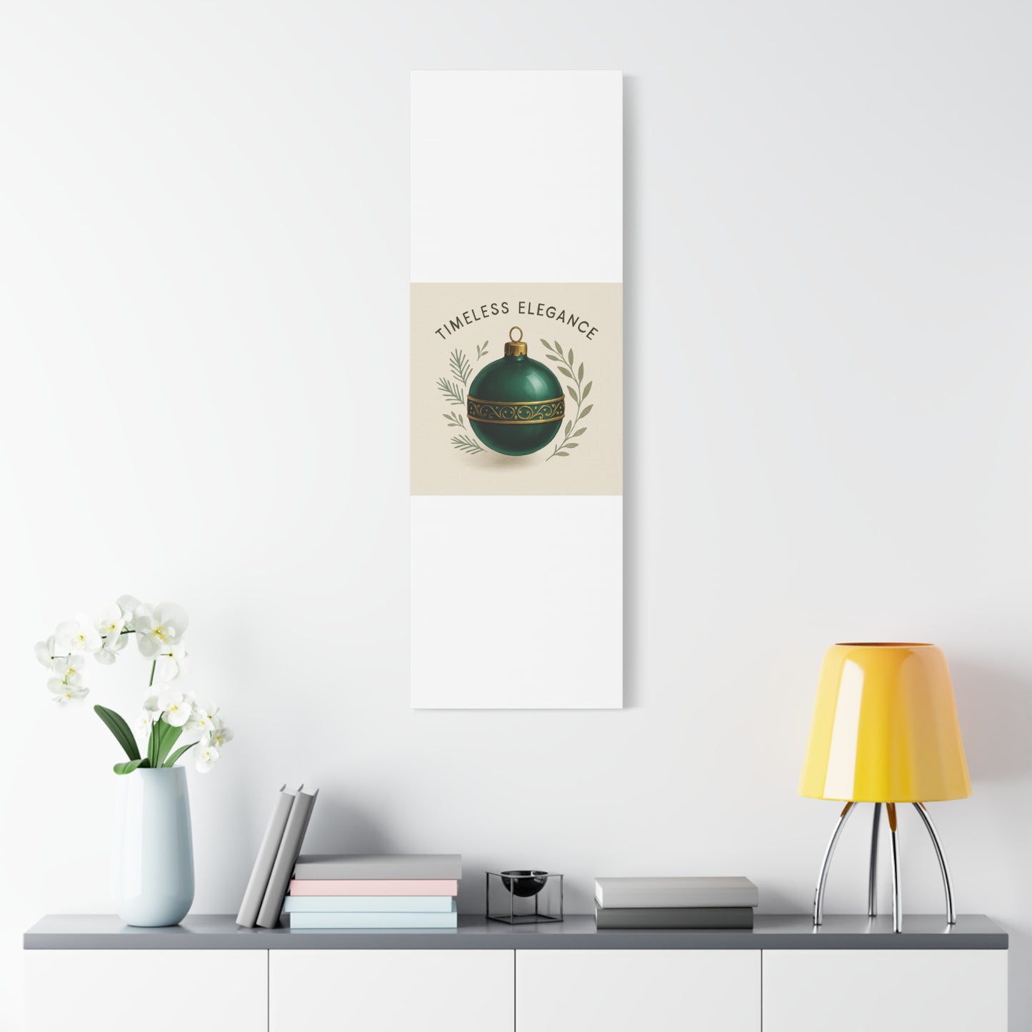 Canvas Wall Art — "Timeless Elegance" Green Ornament Holiday Decor