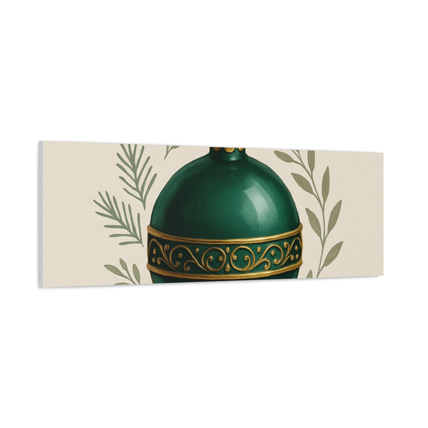 Canvas Wall Art — "Timeless Elegance" Green Ornament Holiday Decor