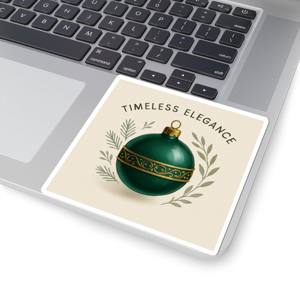 Timeless Elegance Green Ornament Sticker — Holiday Kiss-Cut Sticker