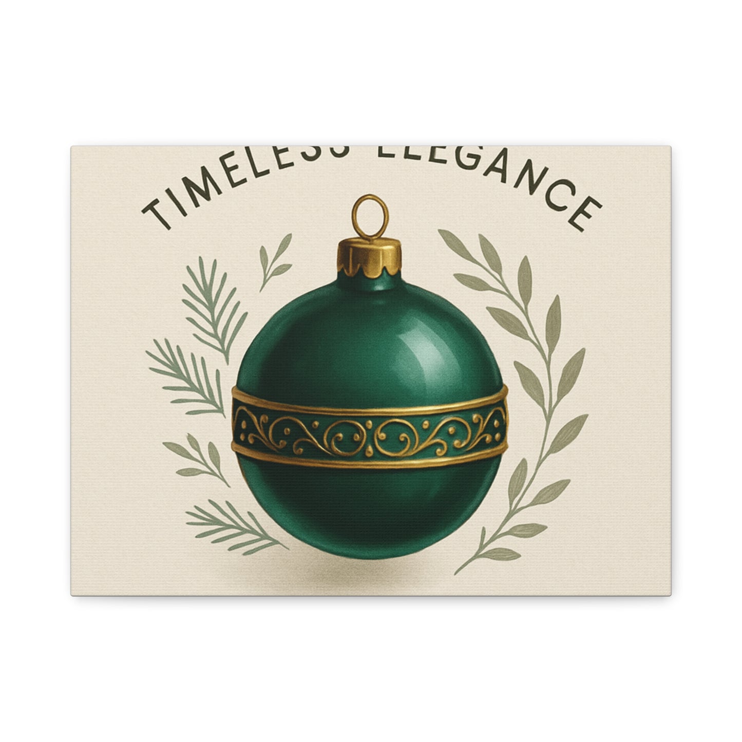 Canvas Wall Art — "Timeless Elegance" Green Ornament Holiday Decor