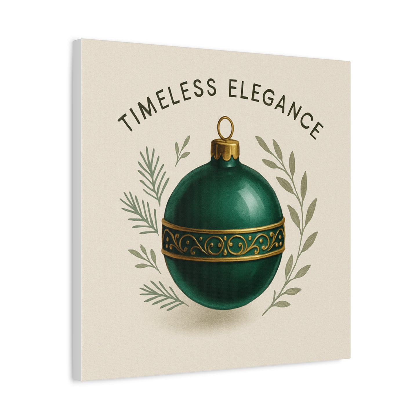 Canvas Wall Art — "Timeless Elegance" Green Ornament Holiday Decor