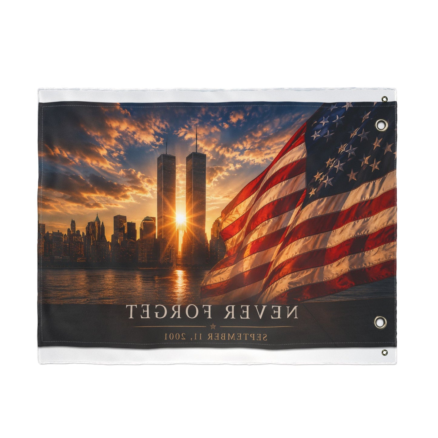 Never Forget September 11 Double-Sided Garden Flag | Twin Towers Memorial | Patriotic Flag