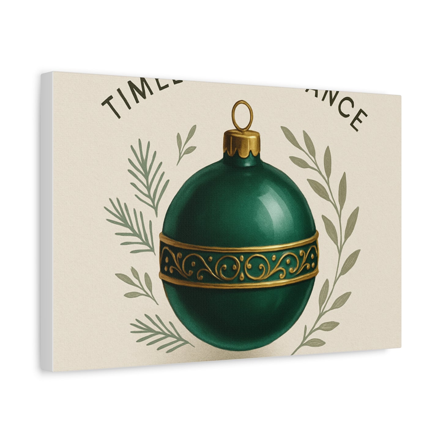 Canvas Wall Art — "Timeless Elegance" Green Ornament Holiday Decor