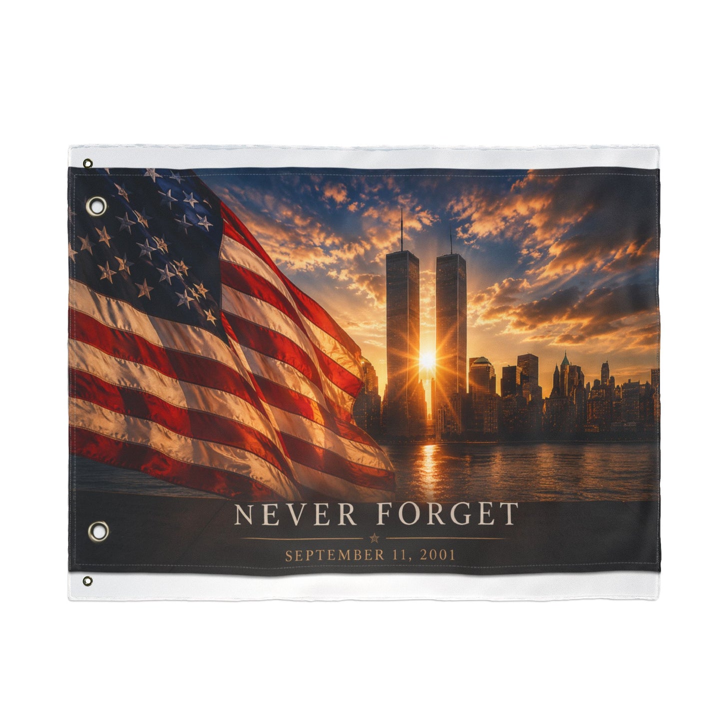 Never Forget September 11 Double-Sided Garden Flag | Twin Towers Memorial | Patriotic Flag
