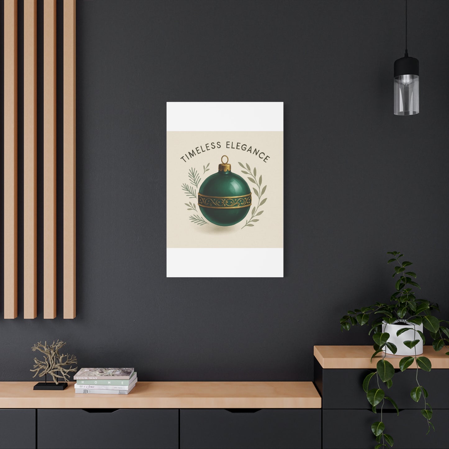 Canvas Wall Art — "Timeless Elegance" Green Ornament Holiday Decor