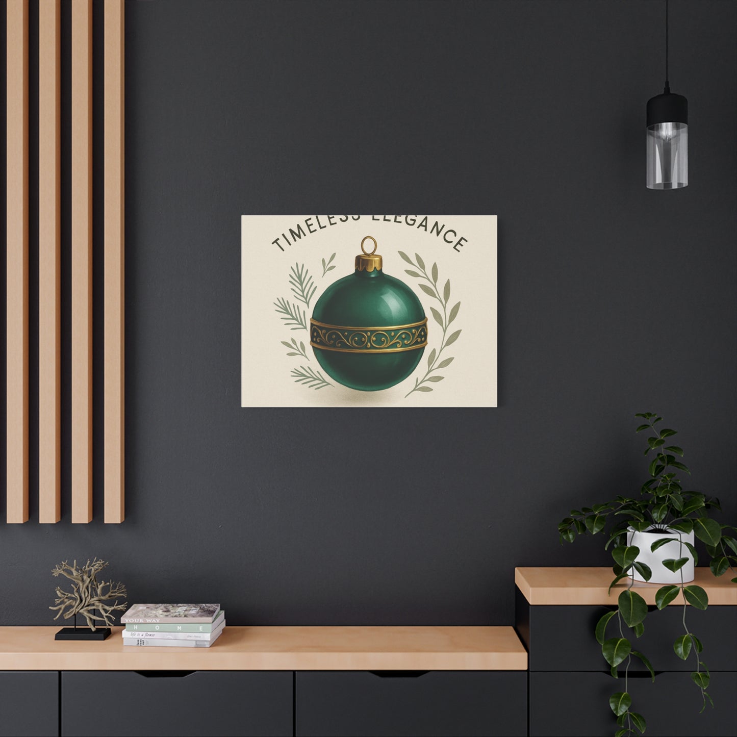 Canvas Wall Art — "Timeless Elegance" Green Ornament Holiday Decor