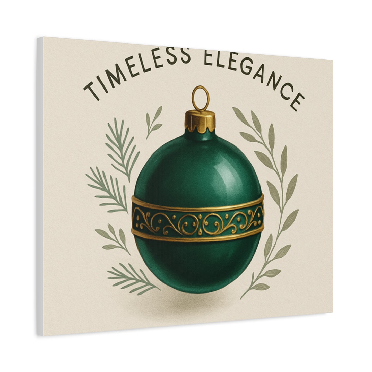 Canvas Wall Art — "Timeless Elegance" Green Ornament Holiday Decor