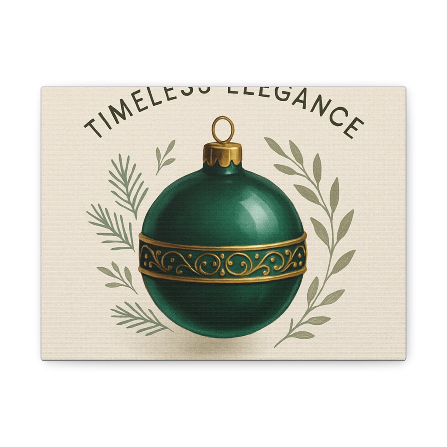 Canvas Wall Art — "Timeless Elegance" Green Ornament Holiday Decor