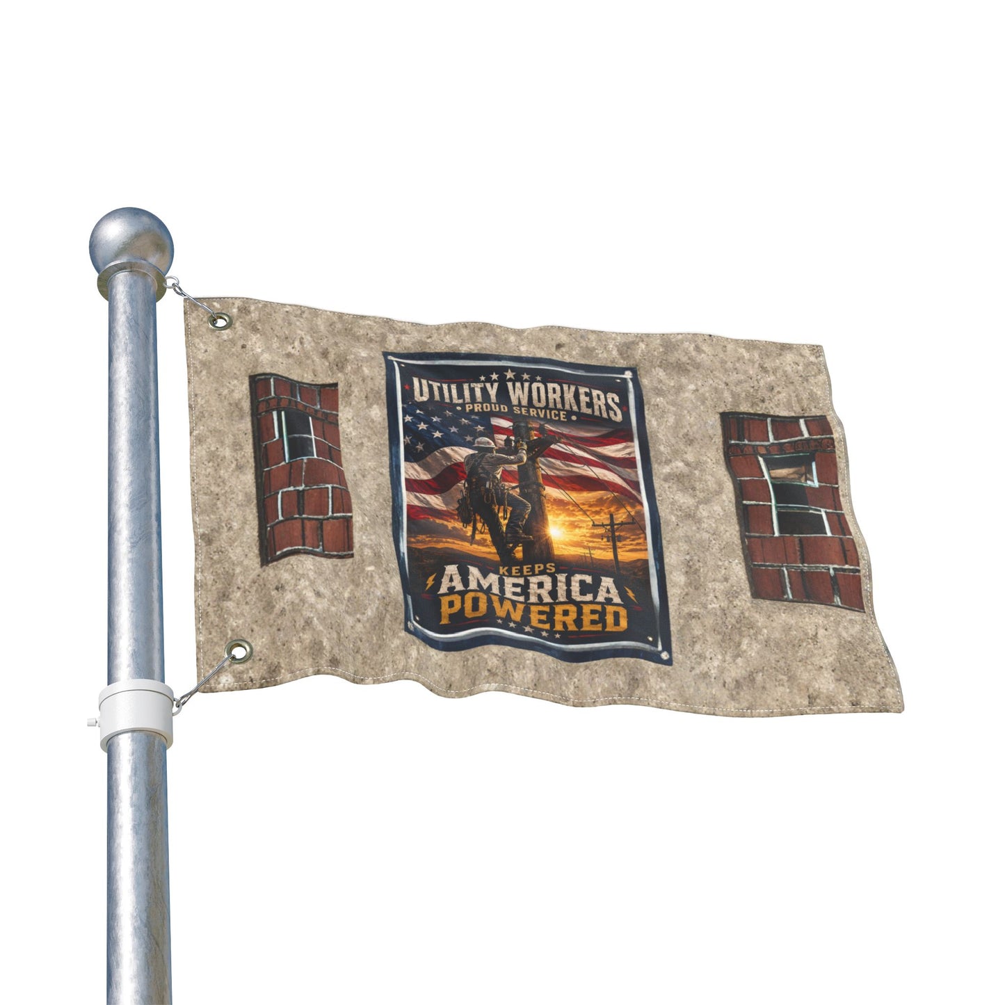 Utility Workers Proud Service Garden Flag | America Powered