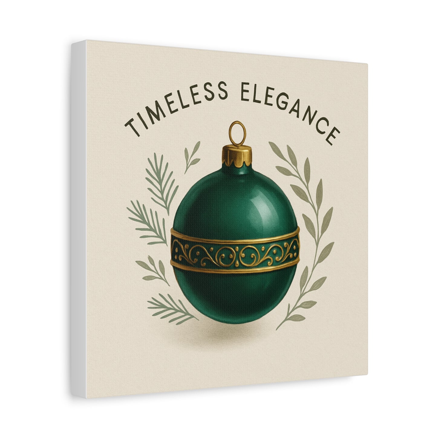 Canvas Wall Art — "Timeless Elegance" Green Ornament Holiday Decor