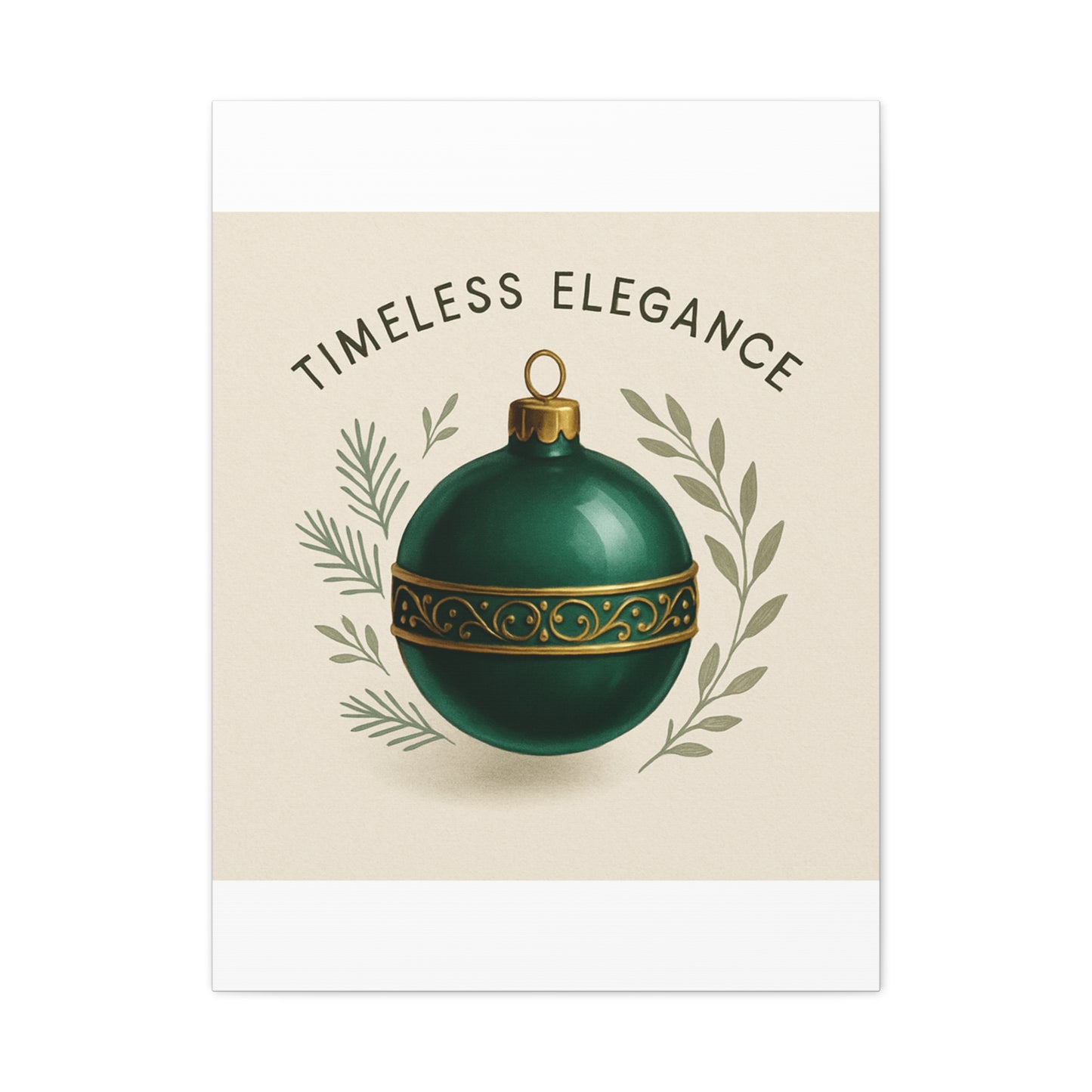 Canvas Wall Art — "Timeless Elegance" Green Ornament Holiday Decor