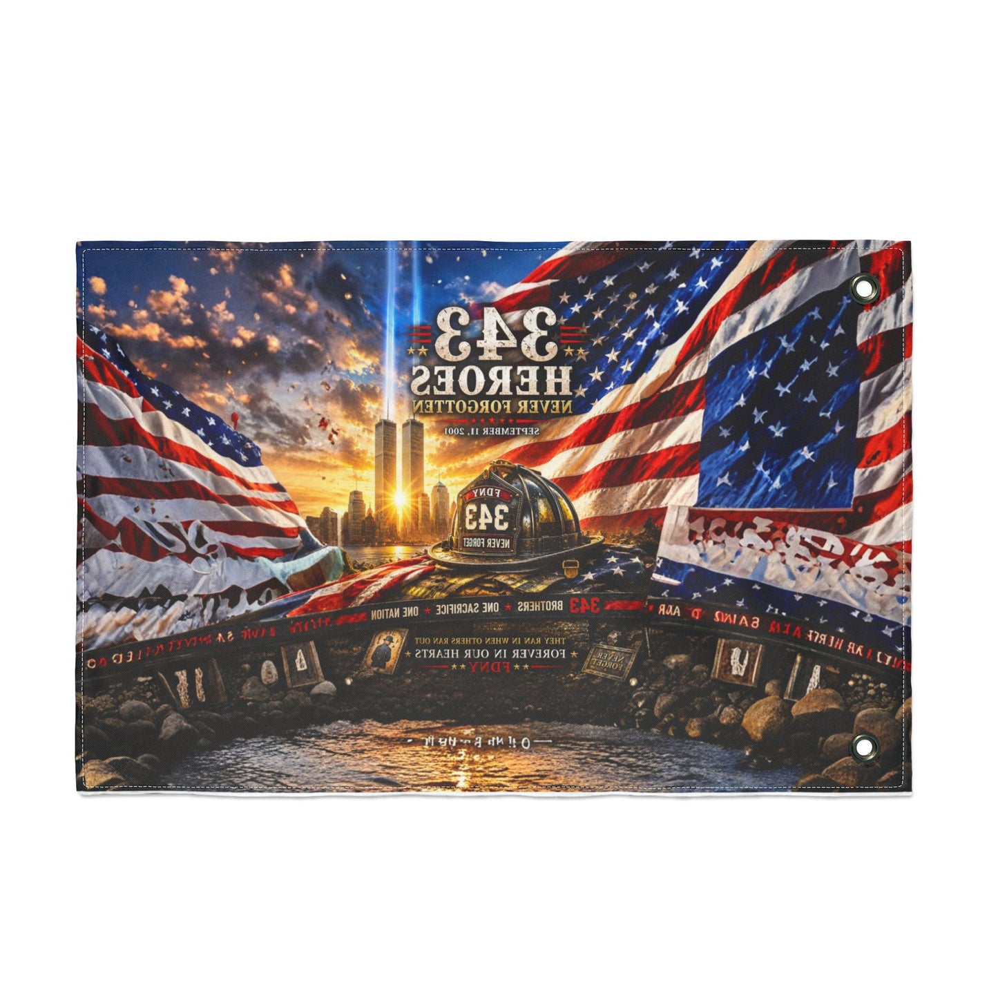 343 Heroes Never Forgotten Double-Sided Garden Flag | 9/11 Memorial