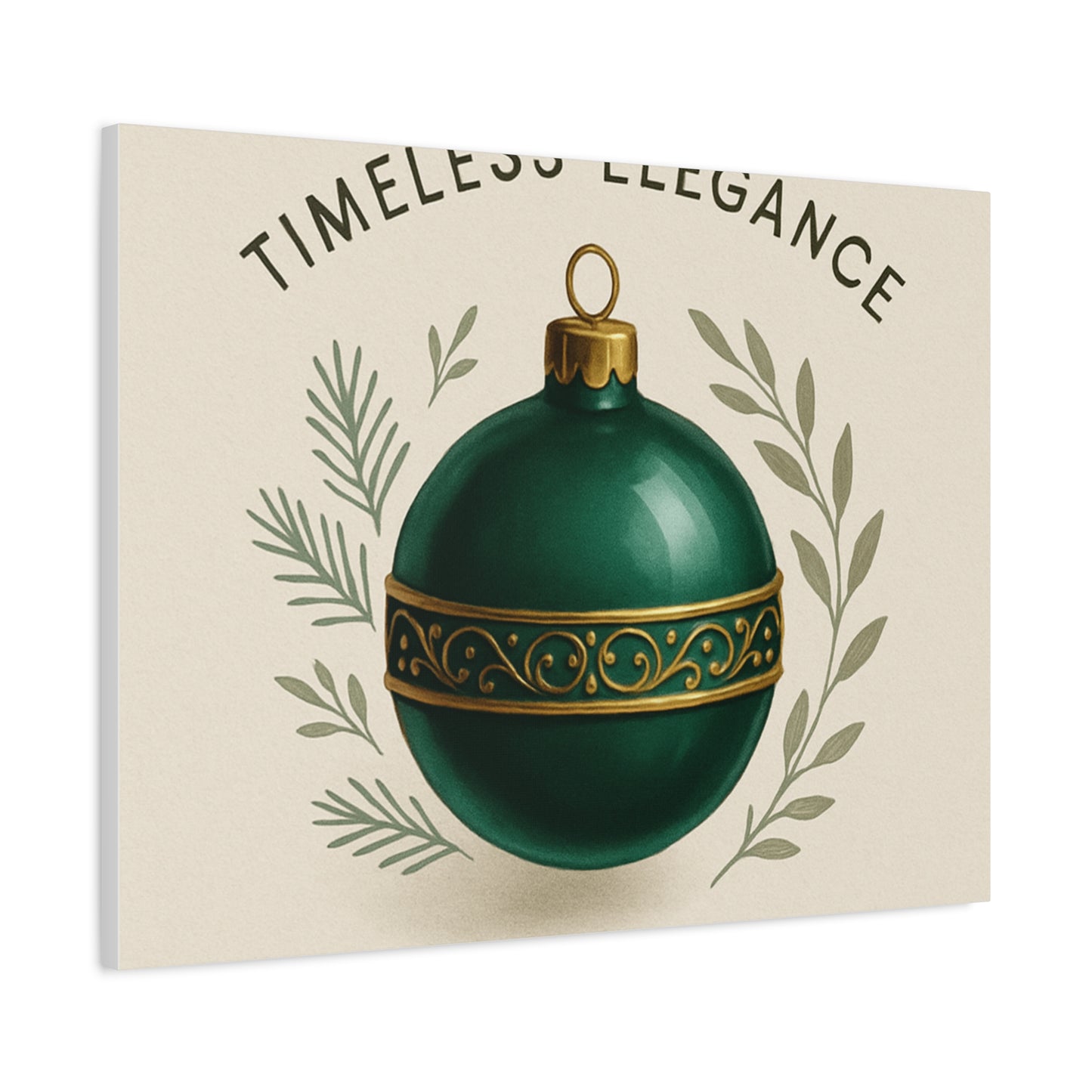Canvas Wall Art — "Timeless Elegance" Green Ornament Holiday Decor