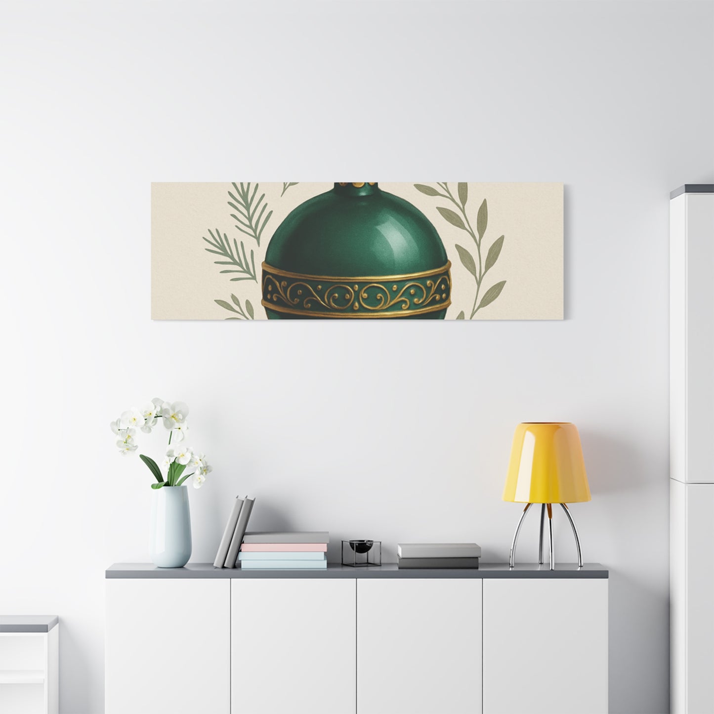 Canvas Wall Art — "Timeless Elegance" Green Ornament Holiday Decor