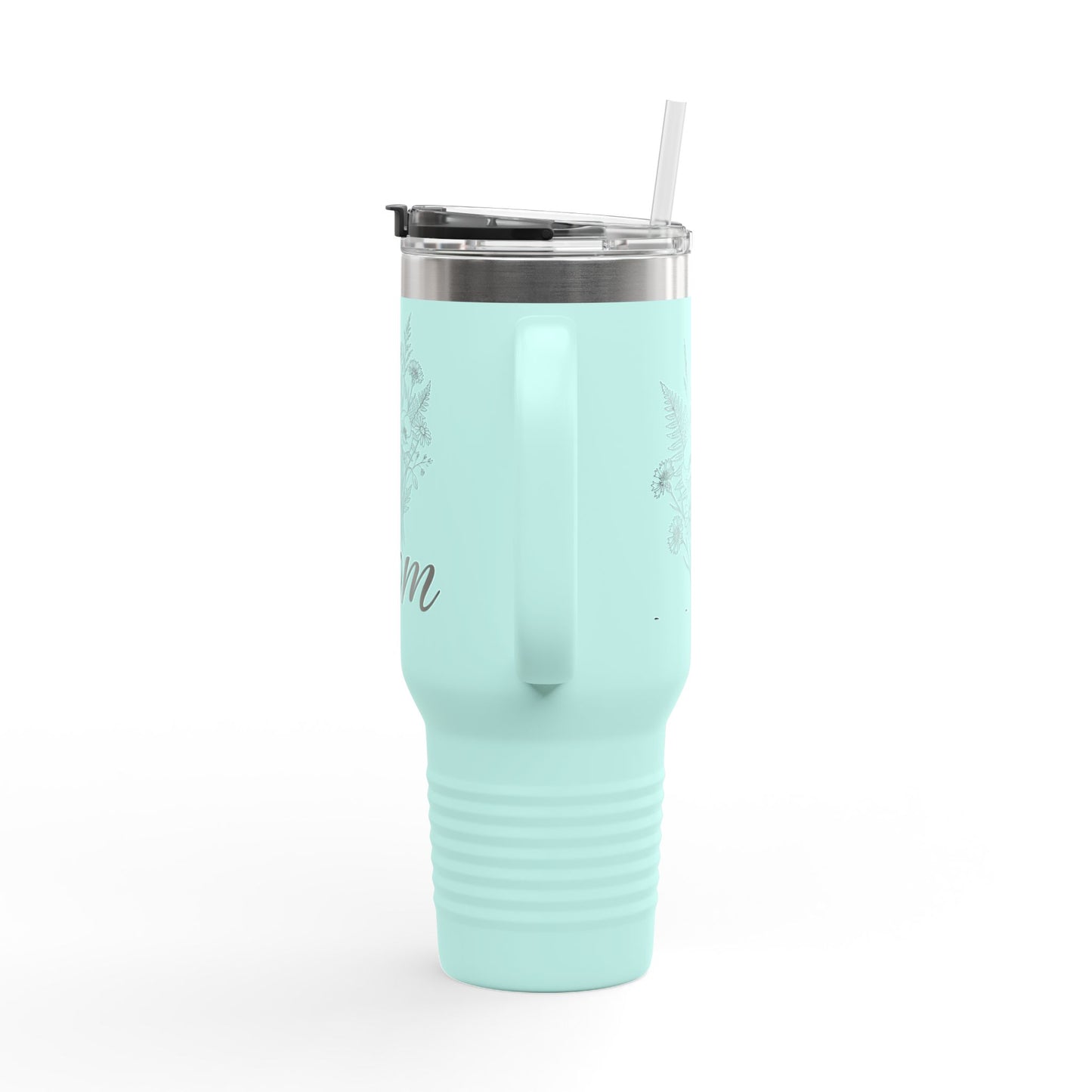 Mom Floral Travel Thumbler — 40oz Insulated Tumbler with Handle