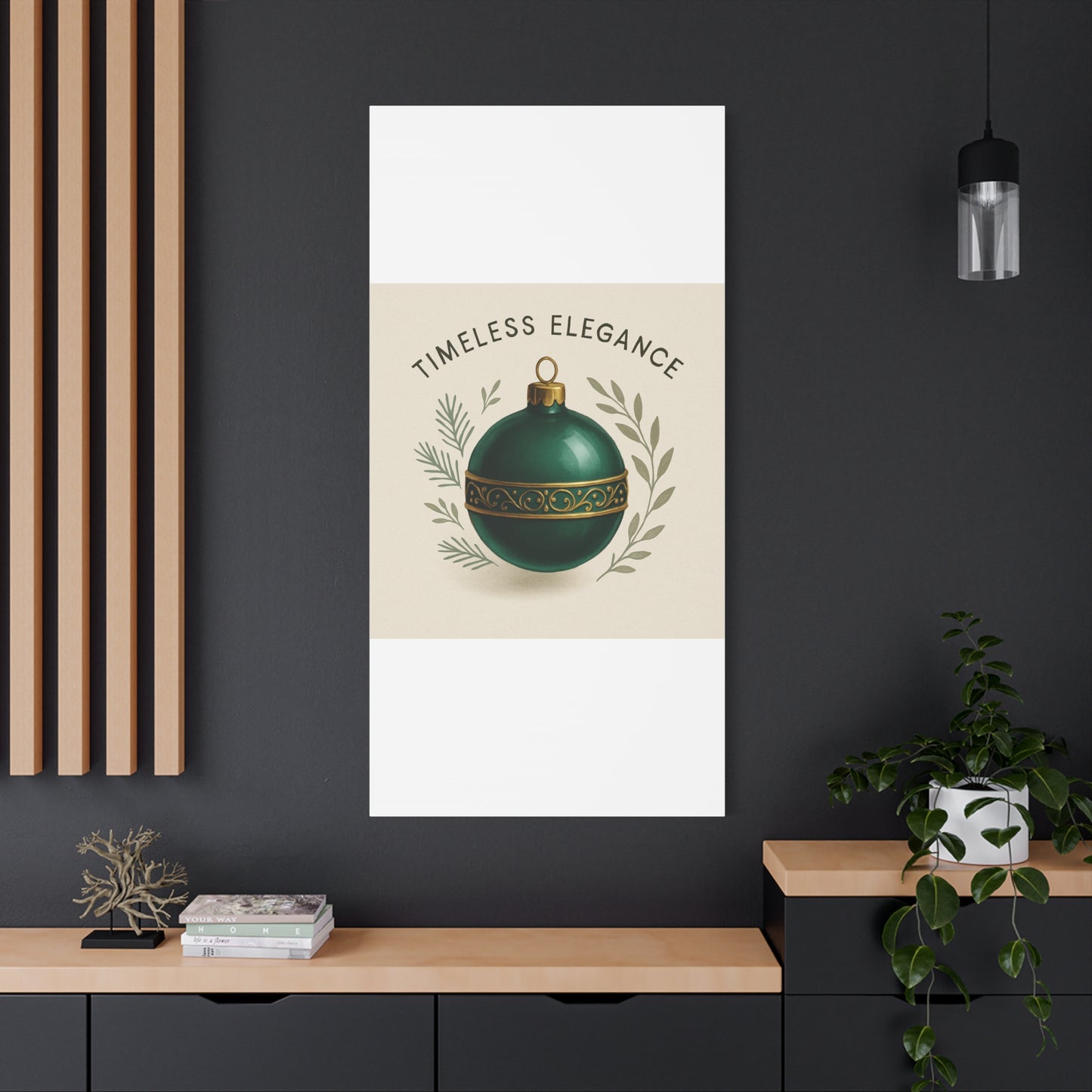 Canvas Wall Art — "Timeless Elegance" Green Ornament Holiday Decor