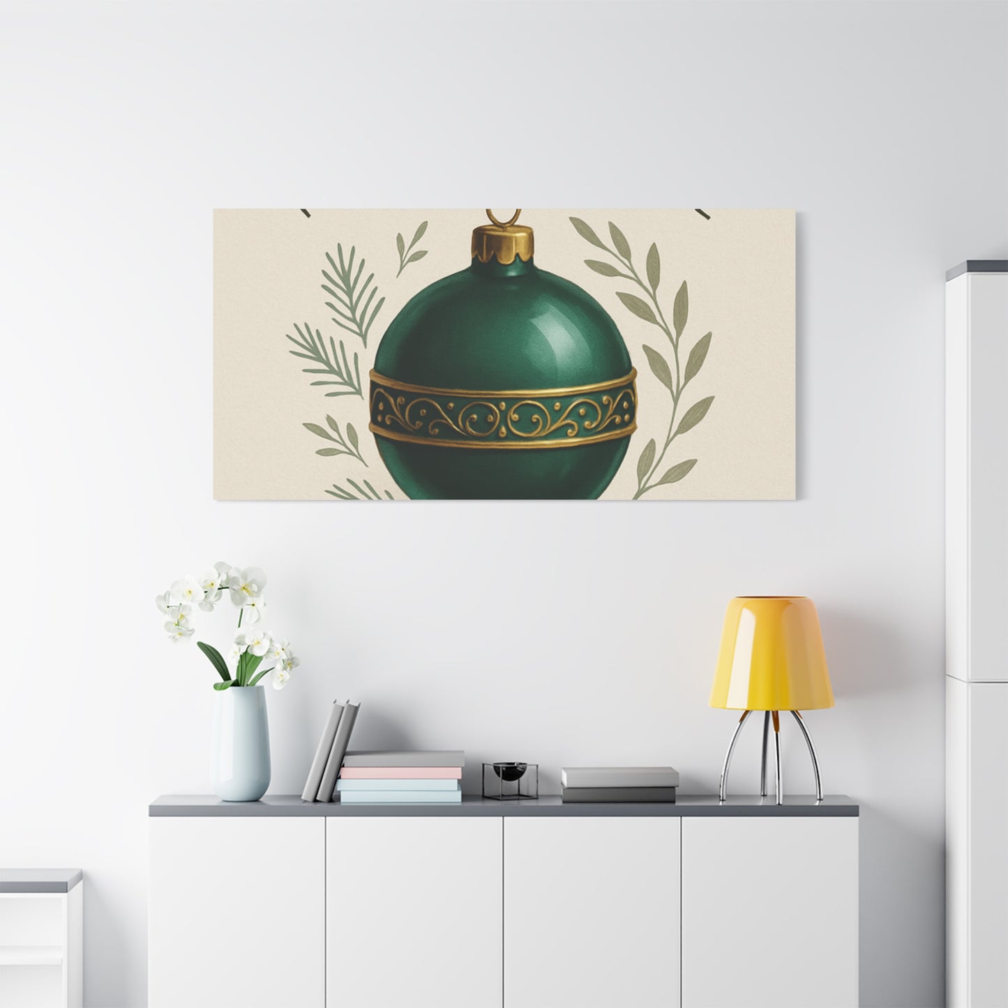 Canvas Wall Art — "Timeless Elegance" Green Ornament Holiday Decor