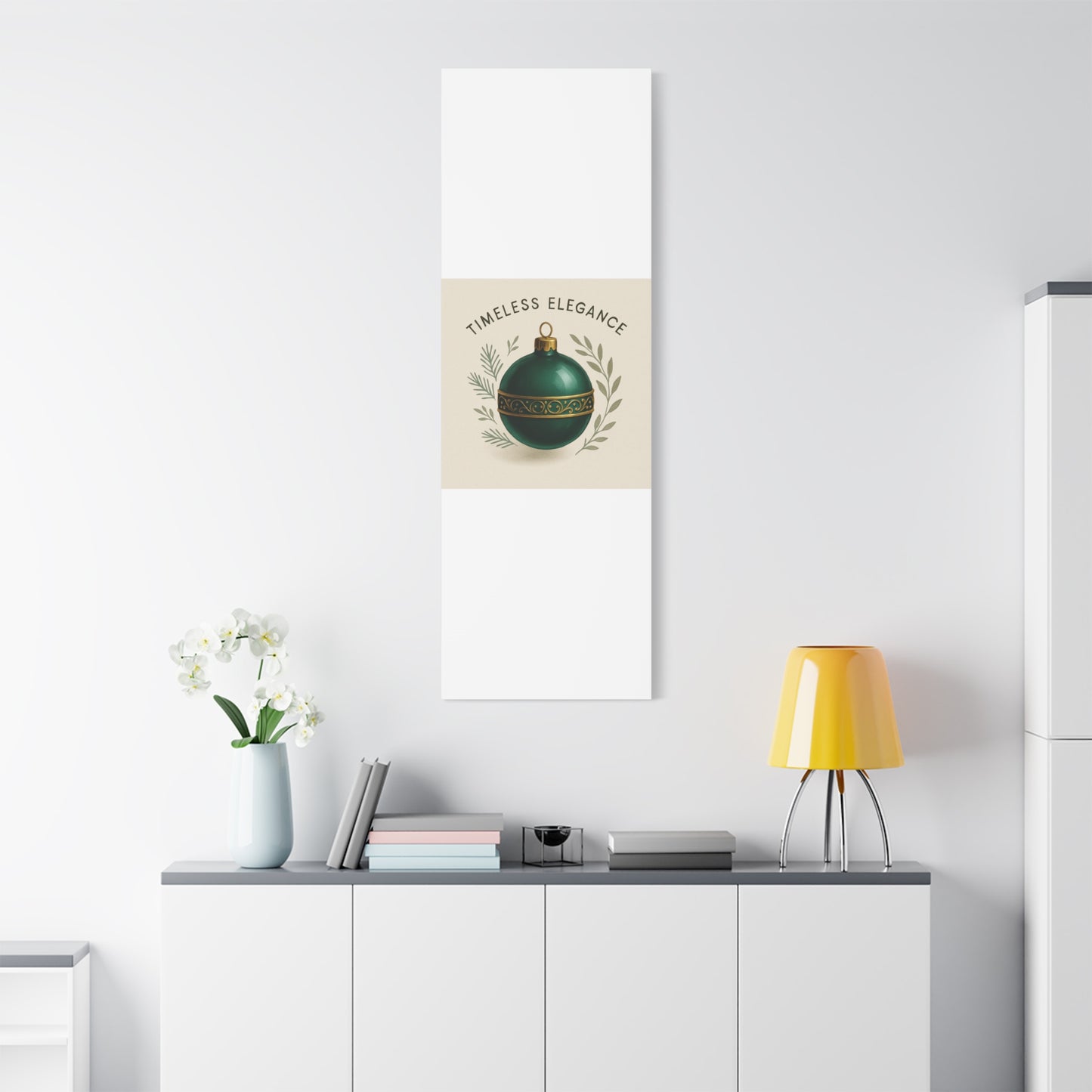 Canvas Wall Art — "Timeless Elegance" Green Ornament Holiday Decor