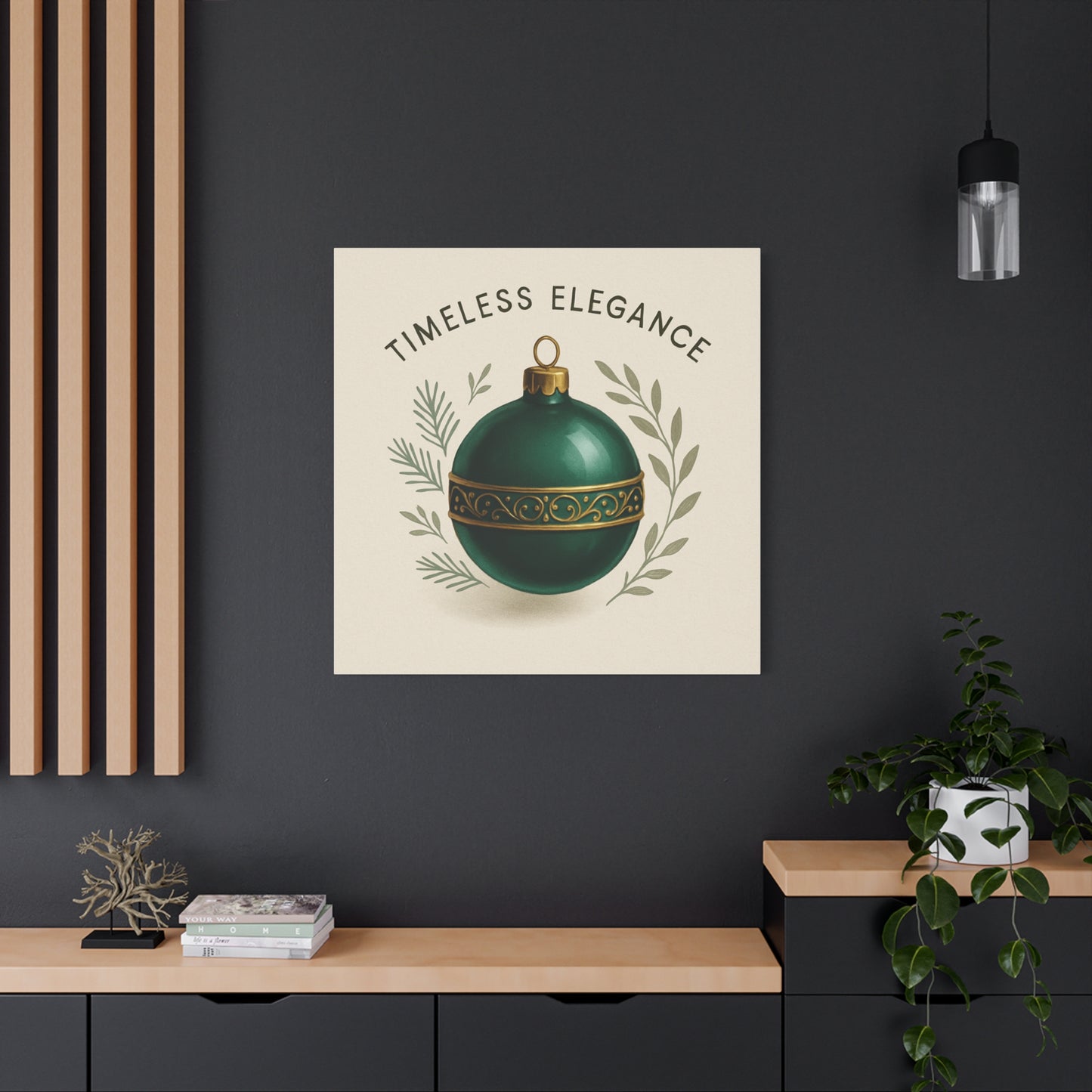 Canvas Wall Art — "Timeless Elegance" Green Ornament Holiday Decor