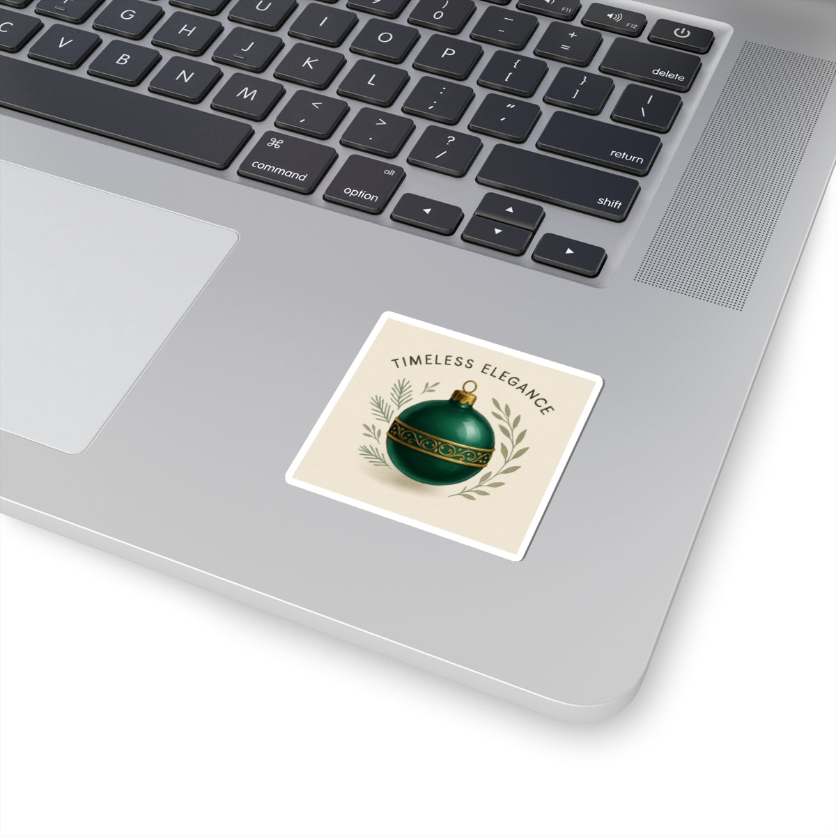 Timeless Elegance Green Ornament Sticker — Holiday Kiss-Cut Sticker