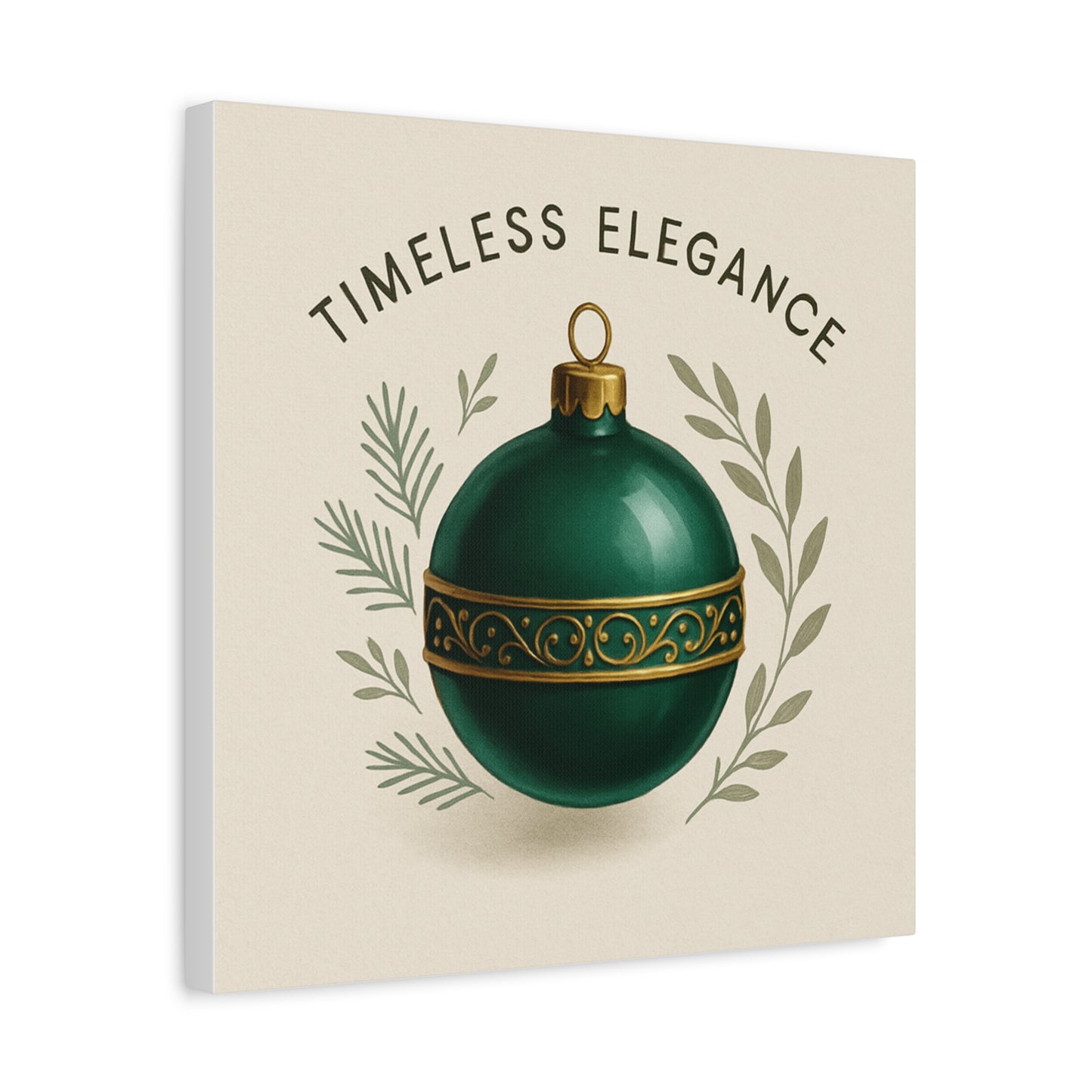 Canvas Wall Art — "Timeless Elegance" Green Ornament Holiday Decor