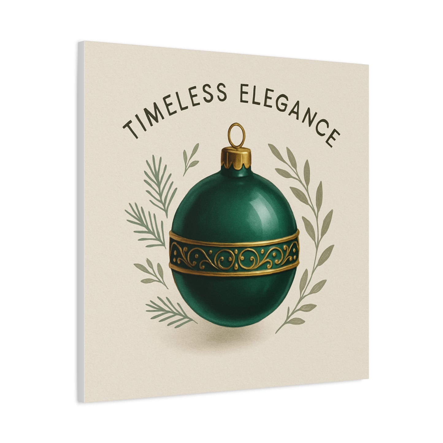 Canvas Wall Art — "Timeless Elegance" Green Ornament Holiday Decor