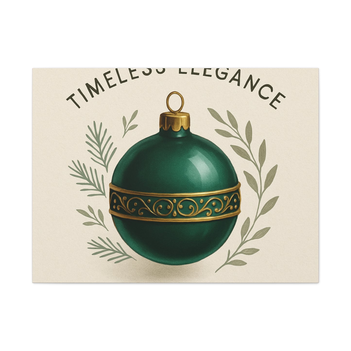 Canvas Wall Art — "Timeless Elegance" Green Ornament Holiday Decor