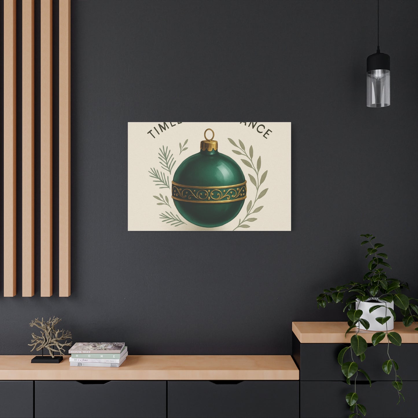 Canvas Wall Art — "Timeless Elegance" Green Ornament Holiday Decor