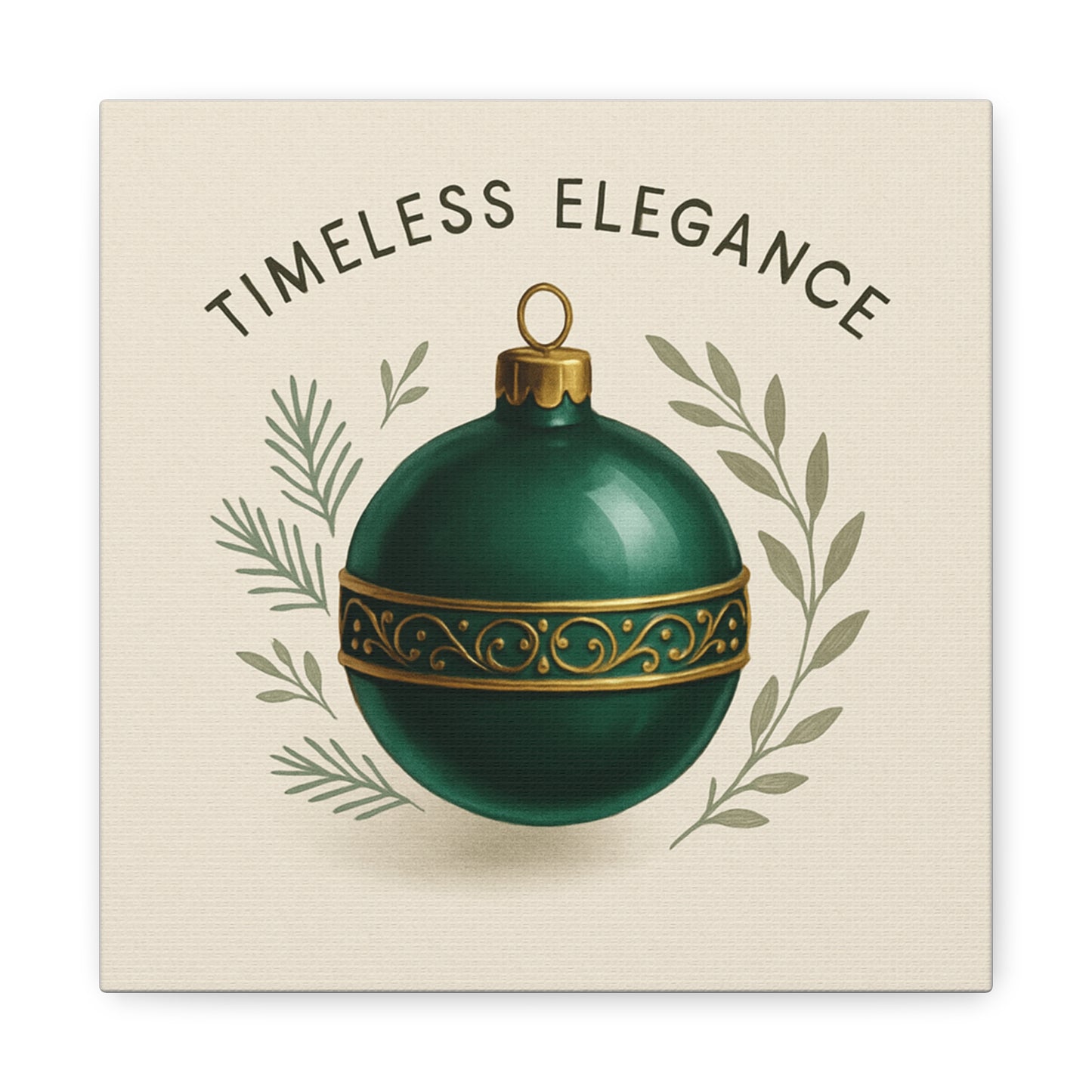 Canvas Wall Art — "Timeless Elegance" Green Ornament Holiday Decor