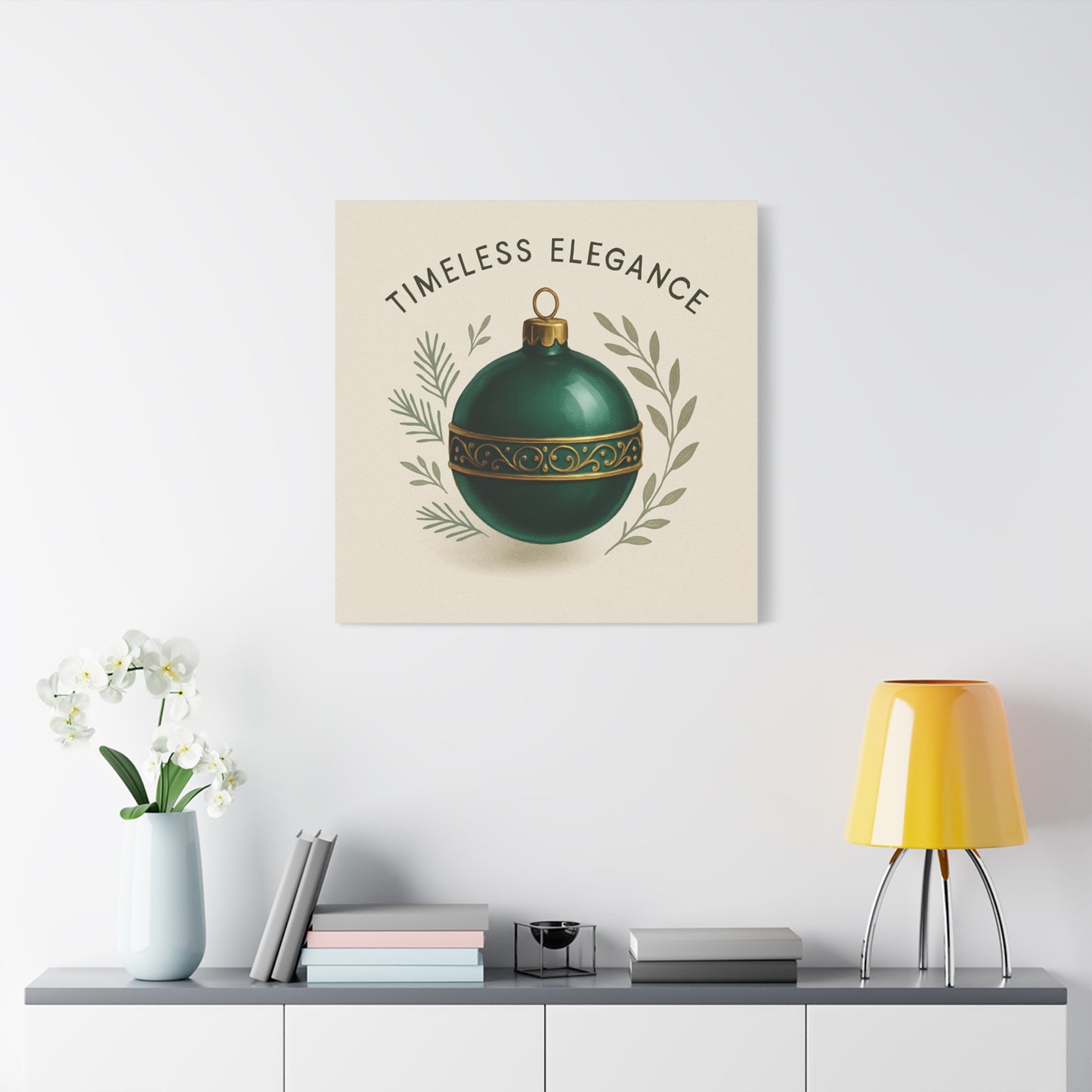 Canvas Wall Art — "Timeless Elegance" Green Ornament Holiday Decor