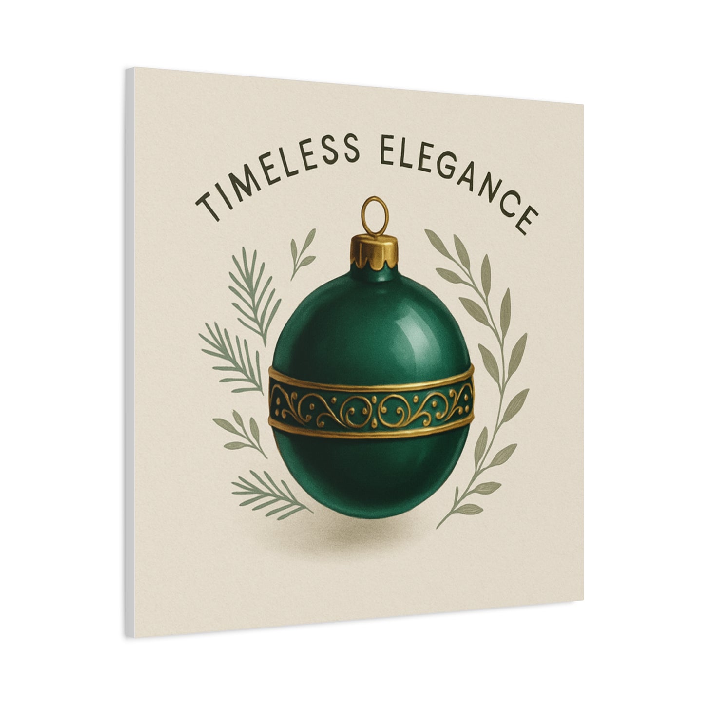 Canvas Wall Art — "Timeless Elegance" Green Ornament Holiday Decor