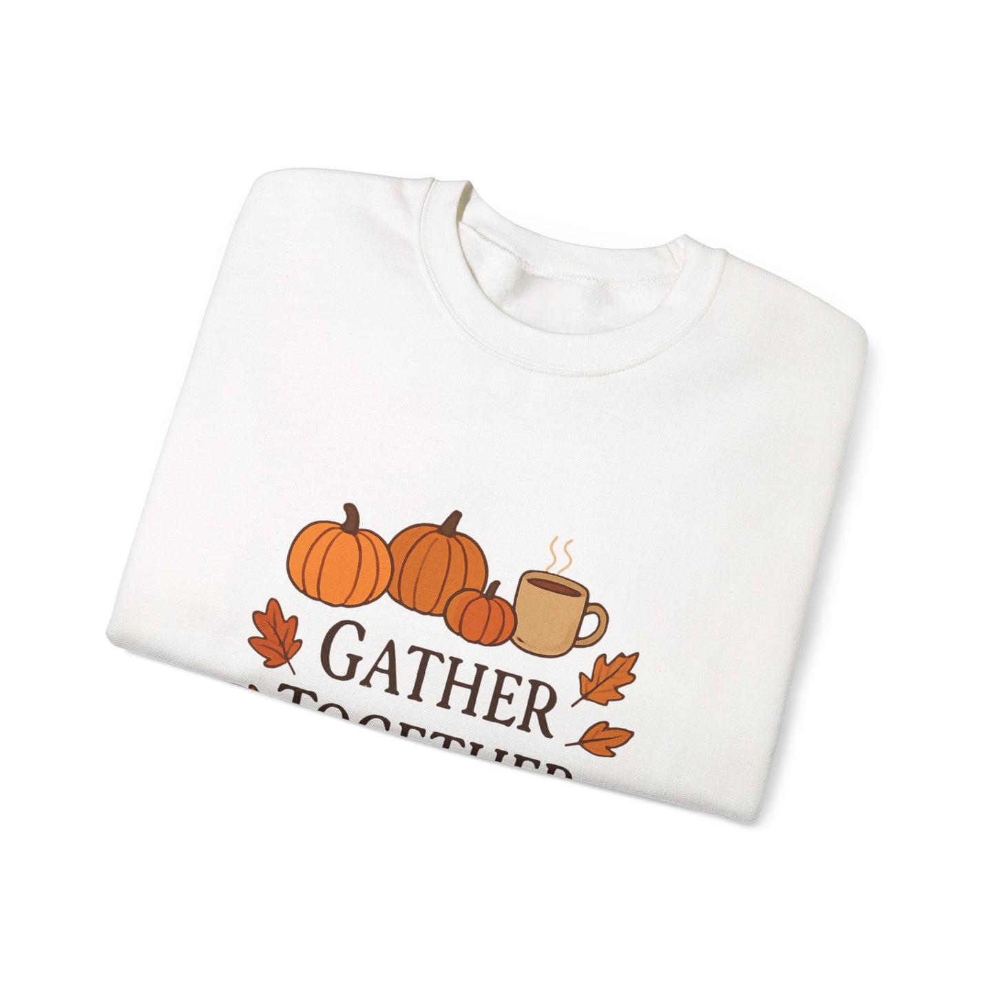Gather Together Sweatshirt — Cozy Fall Pumpkin & Leaves Crewneck