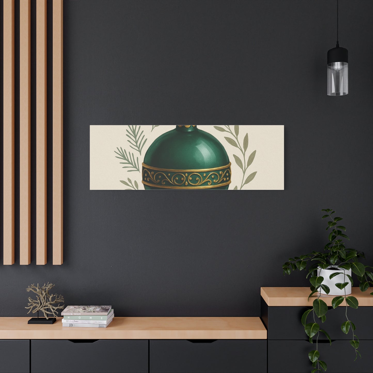 Canvas Wall Art — "Timeless Elegance" Green Ornament Holiday Decor