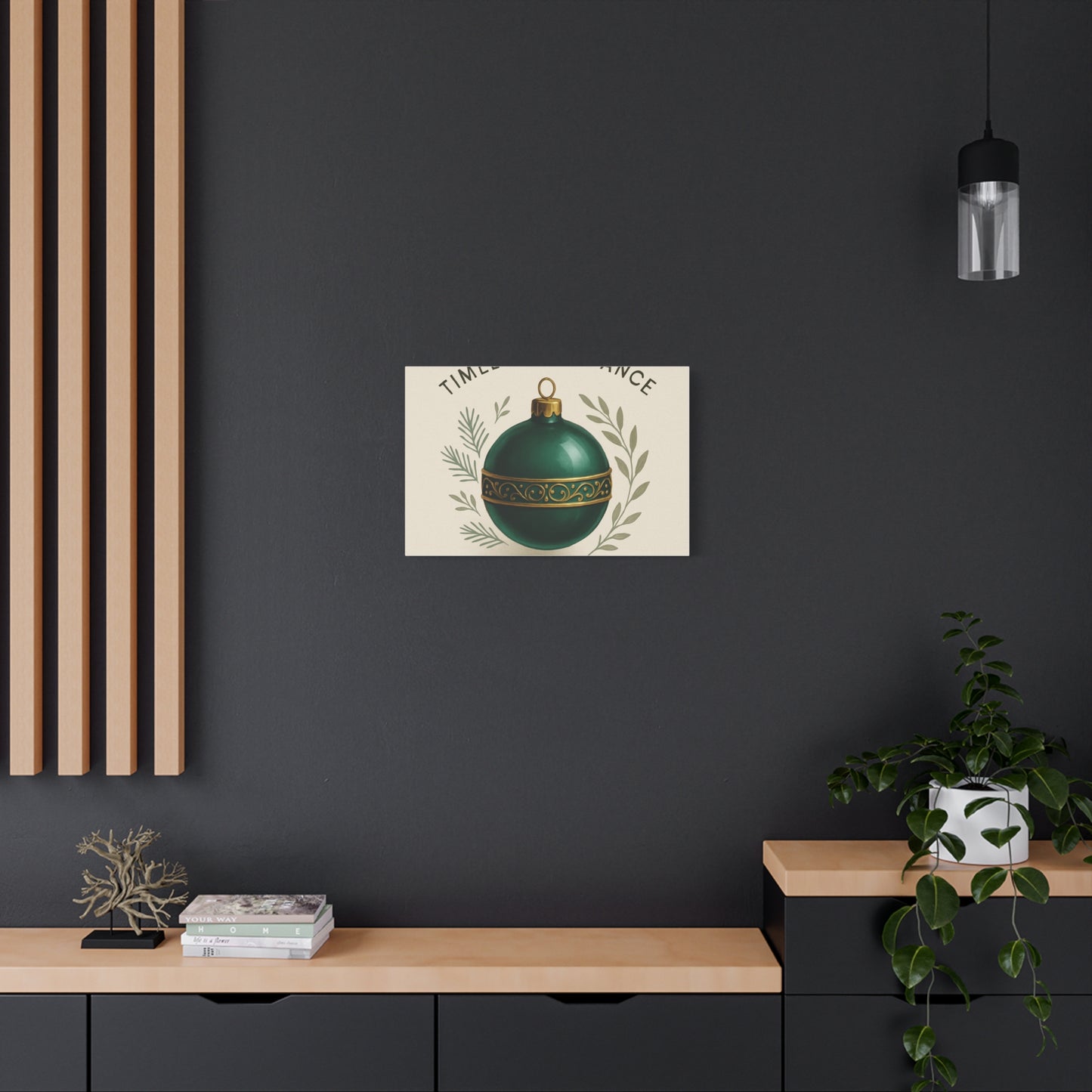 Canvas Wall Art — "Timeless Elegance" Green Ornament Holiday Decor