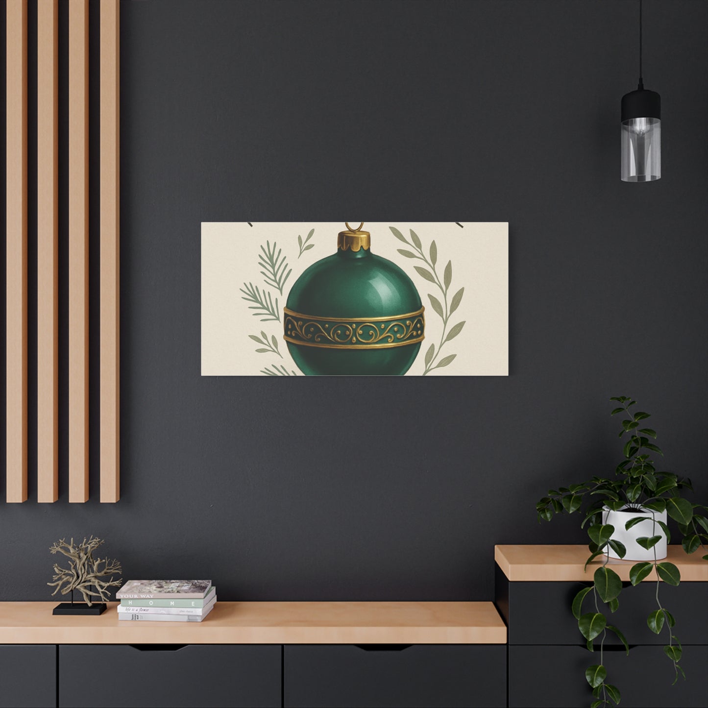 Canvas Wall Art — "Timeless Elegance" Green Ornament Holiday Decor