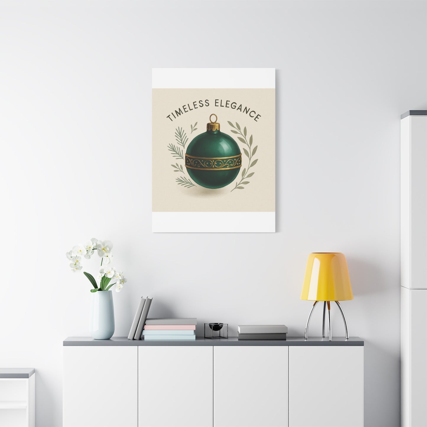 Canvas Wall Art — "Timeless Elegance" Green Ornament Holiday Decor