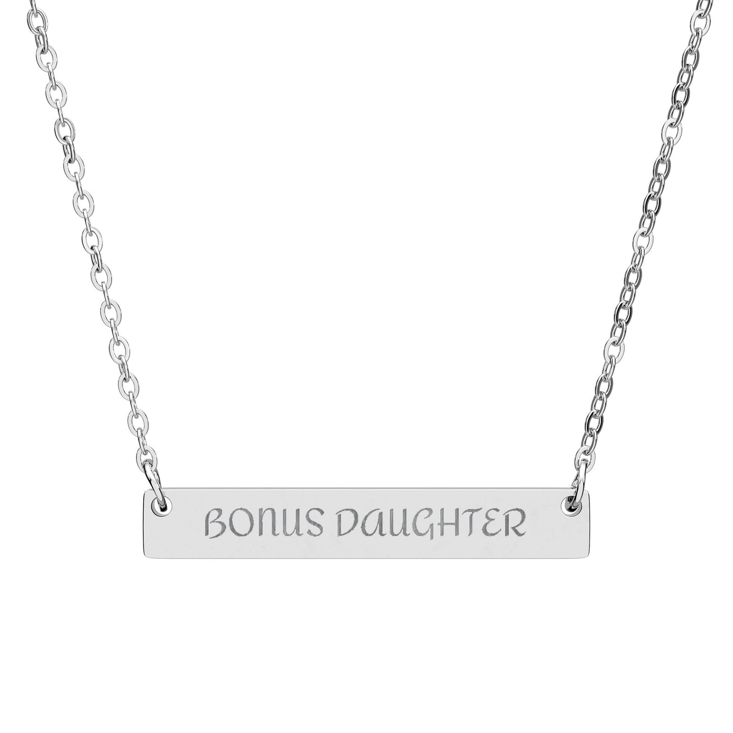 Engraved Horizontal Bar Necklace — Personalized Name/Message Pendant