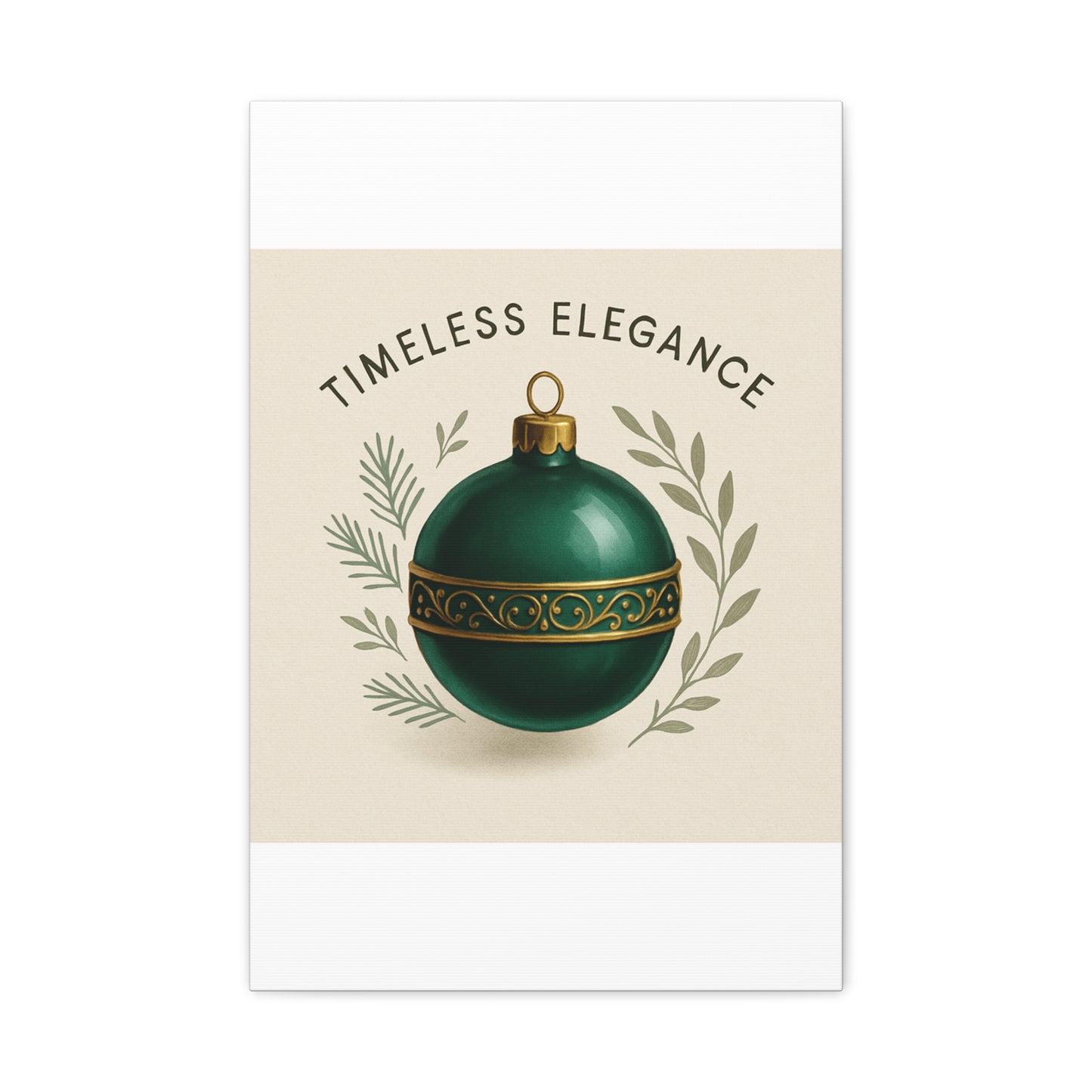 Canvas Wall Art — "Timeless Elegance" Green Ornament Holiday Decor