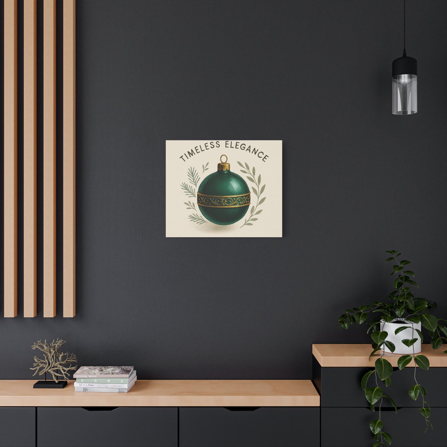 Canvas Wall Art — "Timeless Elegance" Green Ornament Holiday Decor