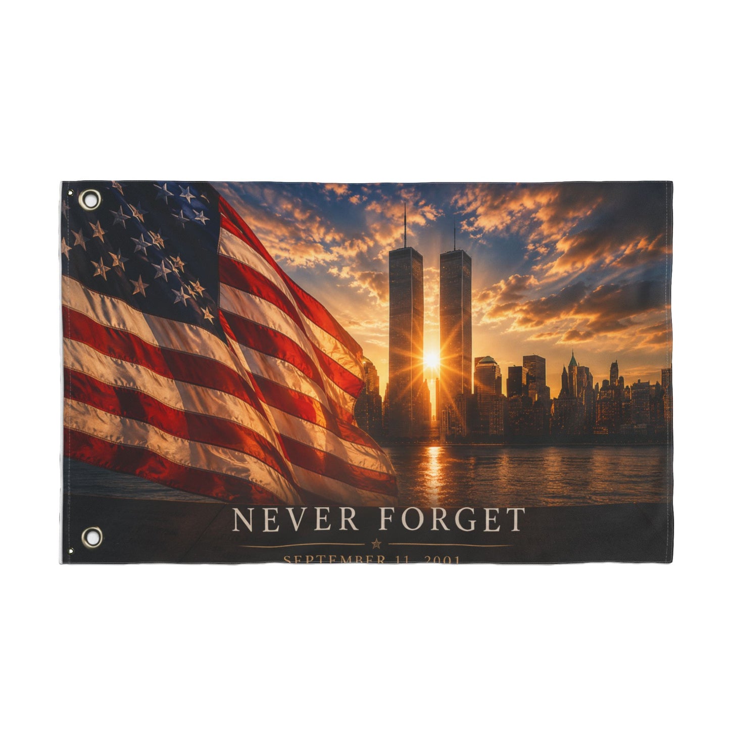 Never Forget September 11 Double-Sided Garden Flag | Twin Towers Memorial | Patriotic Flag