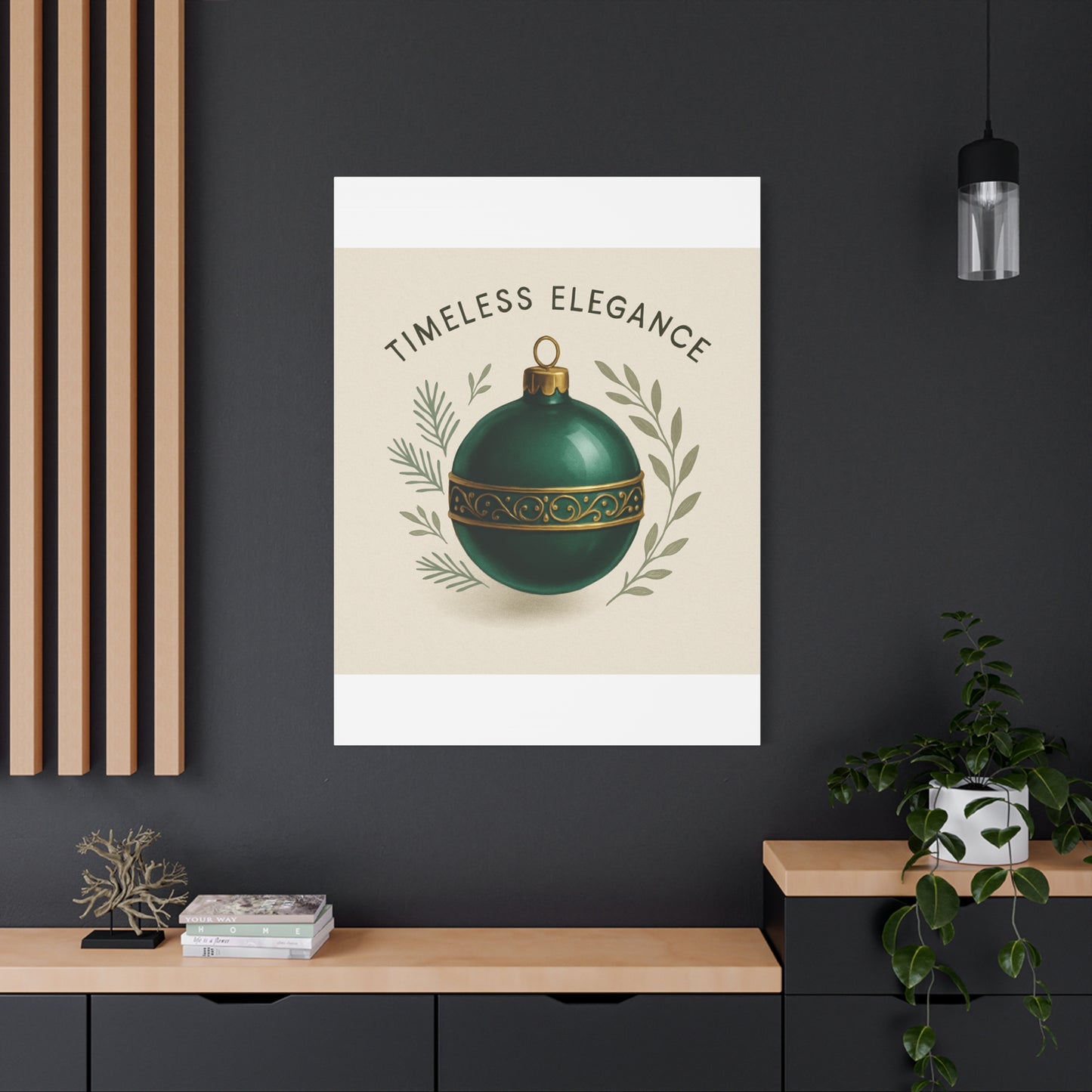 Canvas Wall Art — "Timeless Elegance" Green Ornament Holiday Decor