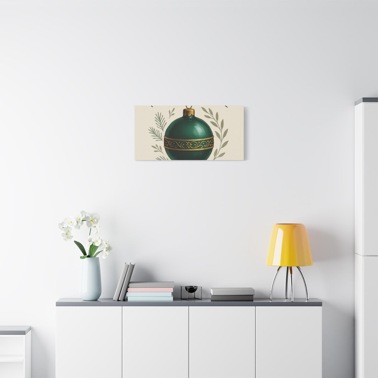 Canvas Wall Art — "Timeless Elegance" Green Ornament Holiday Decor
