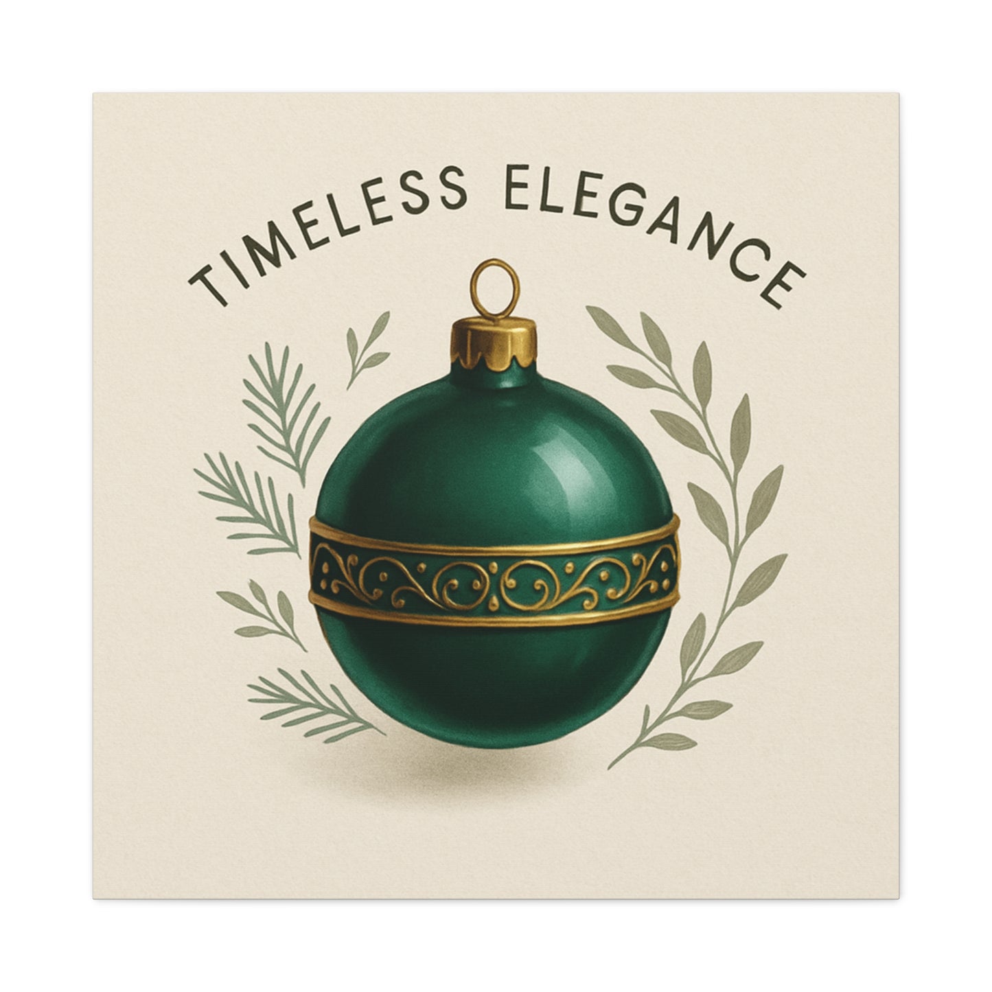 Canvas Wall Art — "Timeless Elegance" Green Ornament Holiday Decor