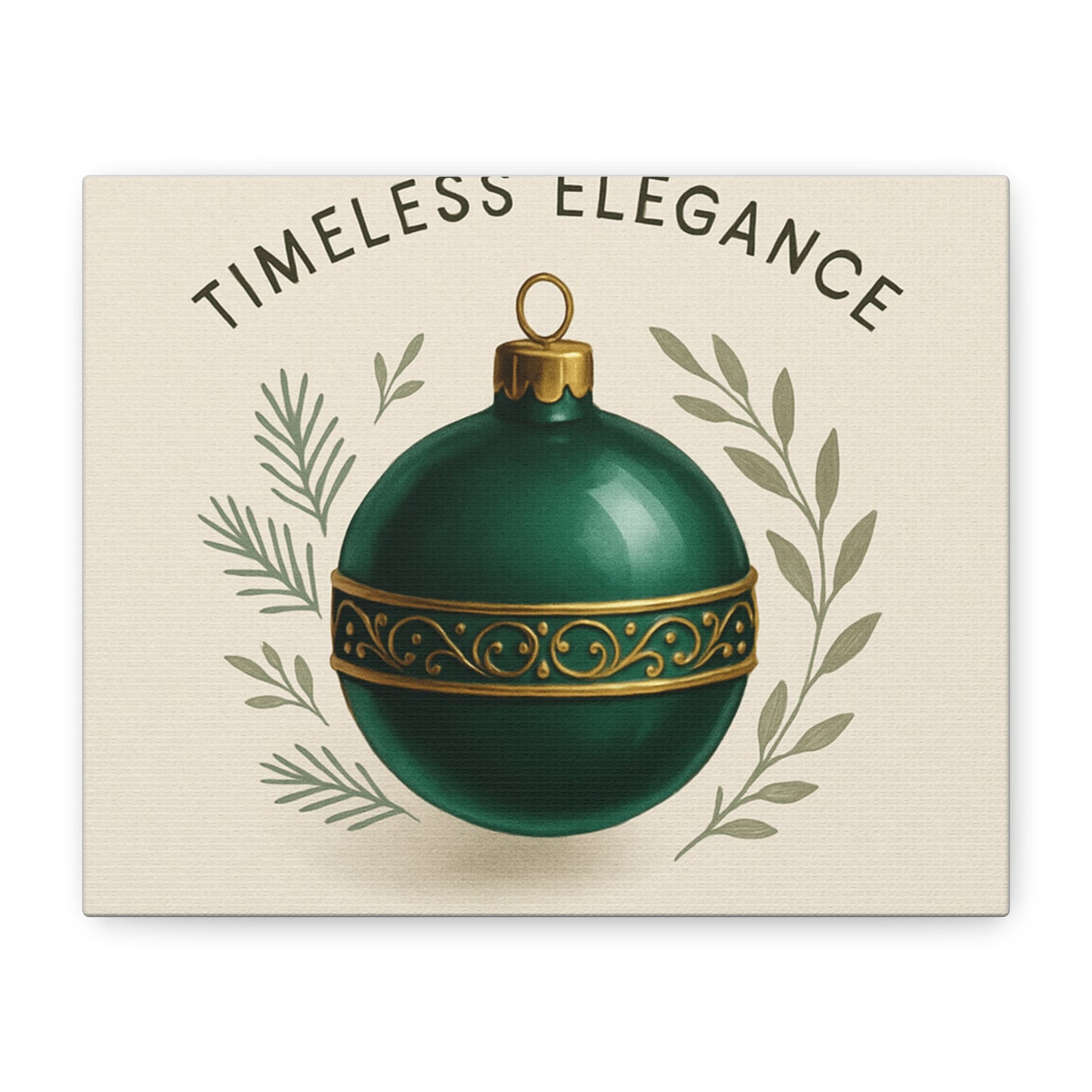 Canvas Wall Art — "Timeless Elegance" Green Ornament Holiday Decor