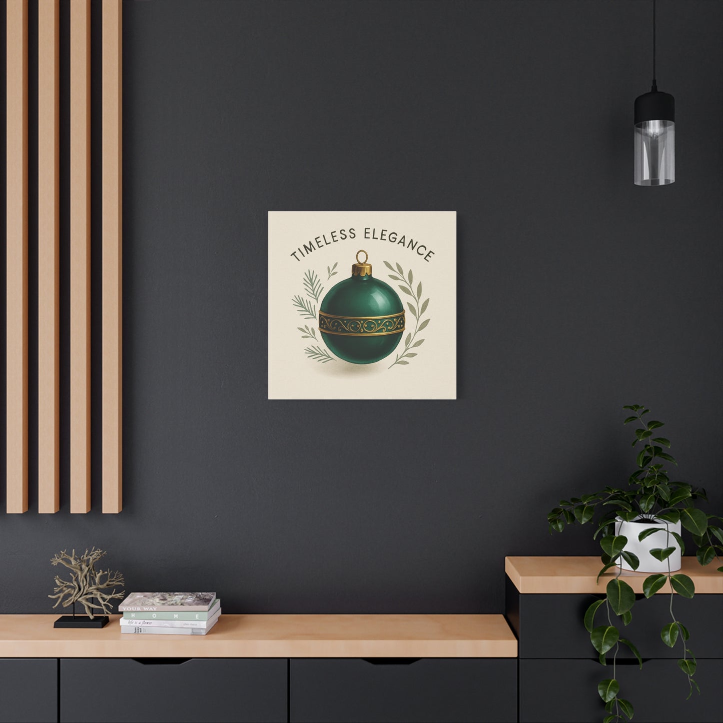 Canvas Wall Art — "Timeless Elegance" Green Ornament Holiday Decor